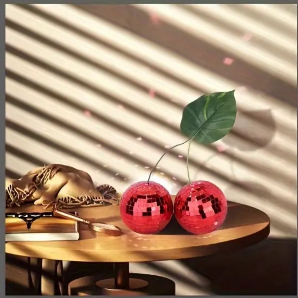 Cherry Disco Ball decor (2 balls) - Picture 2 of 4